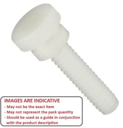 Thumb Screw 6-32 UNC x 25.4 mm Nylon - Knurled Washer Face - MBA  (Pack of 60)