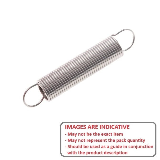 Extension Spring    4 x 15 x 0.45 mm 304 Stainless - MBA  (Pack of 5)