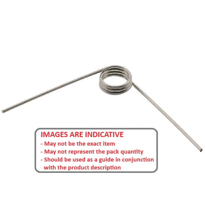 Torsion Spring    2 x 20 x 0.4 - 180 Deg Stainless 304 Grade - Right Hand Wound - MBA  (Pack of 5)