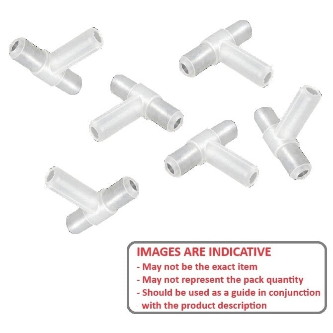Tee Joint    1.90 x 2.06 x 5 mm  - Tubing and Rod - MBA  (Pack of 50)