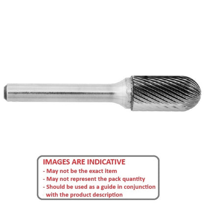 Rotary Files Tool   12.7 x 25.4 x 6.35 mm  - Aluminium Cut Cylindrical Radius End - 6.35mm Shank - MBA  (Pack of 1)