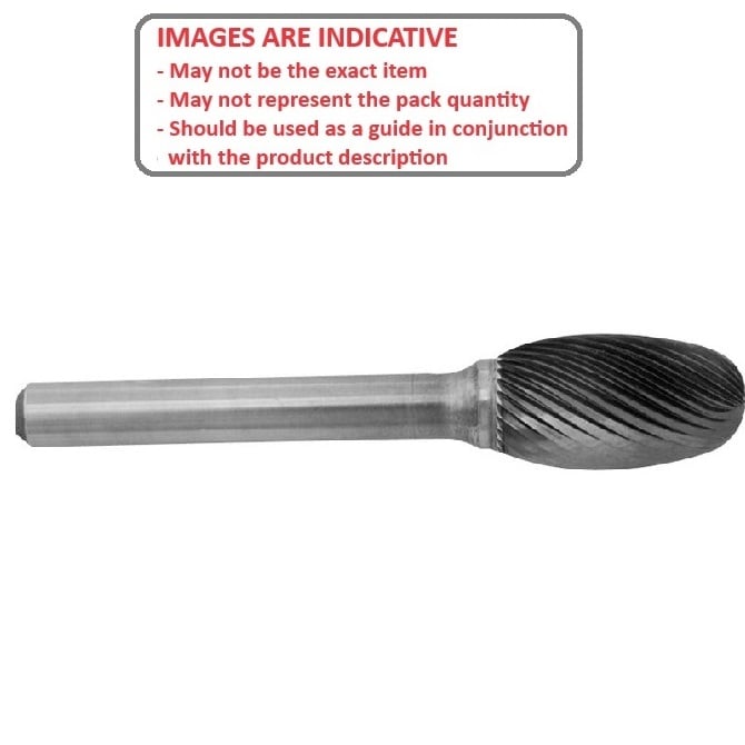 Rotary Files Tool   15.88 x 25.4 x 6.35 mm  - Aluminium Cut Egg Shape - 6.35mm Shank - MBA  (Pack of 1)