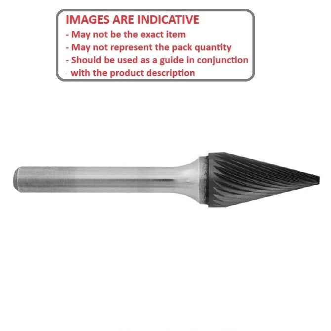 Outil de limes rotatives 3,18 x 9,52 x 3,18 mm - Forme plate à cône de coupe standard -12 degrés - Tige de 3,18 mm - MBA (Pack de 1)