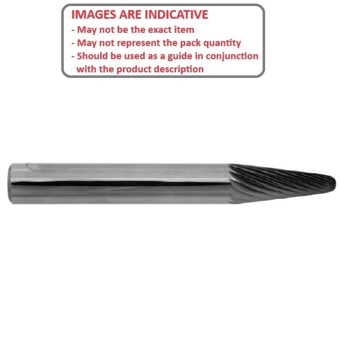 Rotary Files Tool   15.88 x 30.16 x 6.35 mm  - Aluminium Cut Cone Radius -14 deg - 6.35mm Shank - MBA  (Pack of 1)