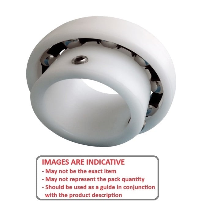 Cuscinetto in plastica 25,4 x 52 x 34 mm - Inserto per alloggiamenti in plastica Acetale con sfere in acciaio inossidabile 316 - DE sferico - MBA (confezione da 1)