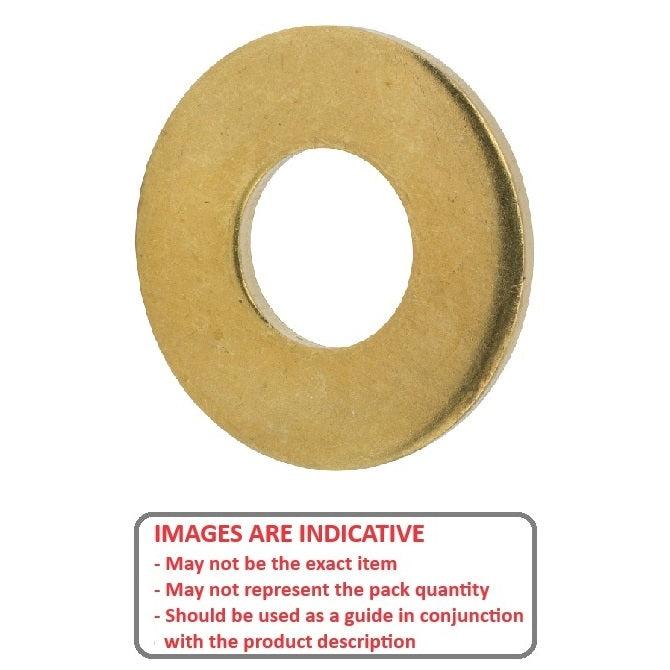 Flat Washer    6 x 12.5 x 1 mm  -  Brass - MBA  (Pack of 100)