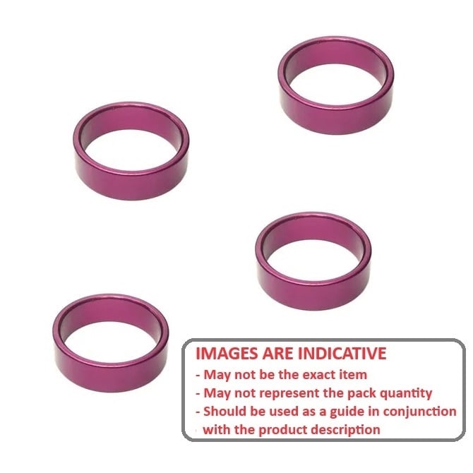 Round Spacer    2.9 x 5.3 x 2.3 mm  - Through Bore Plastic - Pink - MBA  (1 Pack of 50 Per Bag)