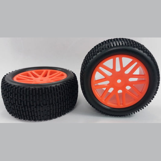 Hobby Wheel    Fluoro Orange16 Spoke  - Car and Buggy 1-8 Off Road Complete - MBA  (3 Packs of 2 Per Card)