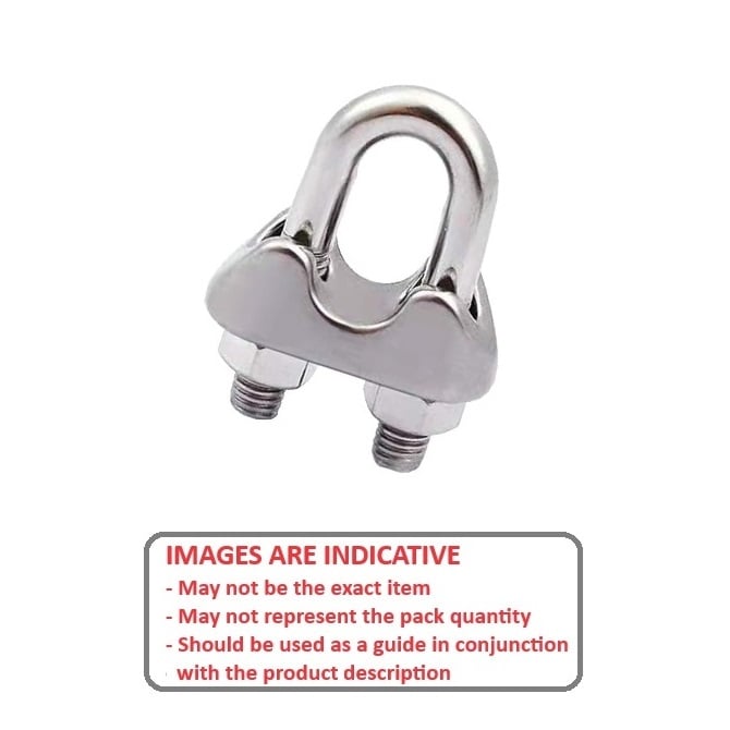 Wire Rope Clips Attachment    2.38 - 3.18 mm - 304 Stainless Steel x 2 mm  - Stainless Steel - MBA  (Pack of 1)
